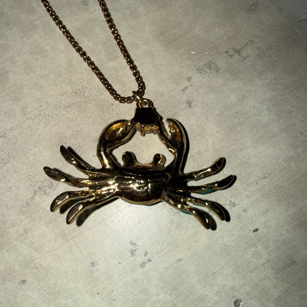 Betsey Johnson Blue Icy Crystal Crab Pendant Necklace 21" The Sea Nautical - Picture 6 of 7